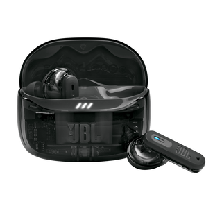 JBL Tune Beam 2 Ghost Edition - Ghost Black - True Wireless Noise Cancelling Earbuds - Hero Image of JBL Tune Beam 2 Ghost Edition